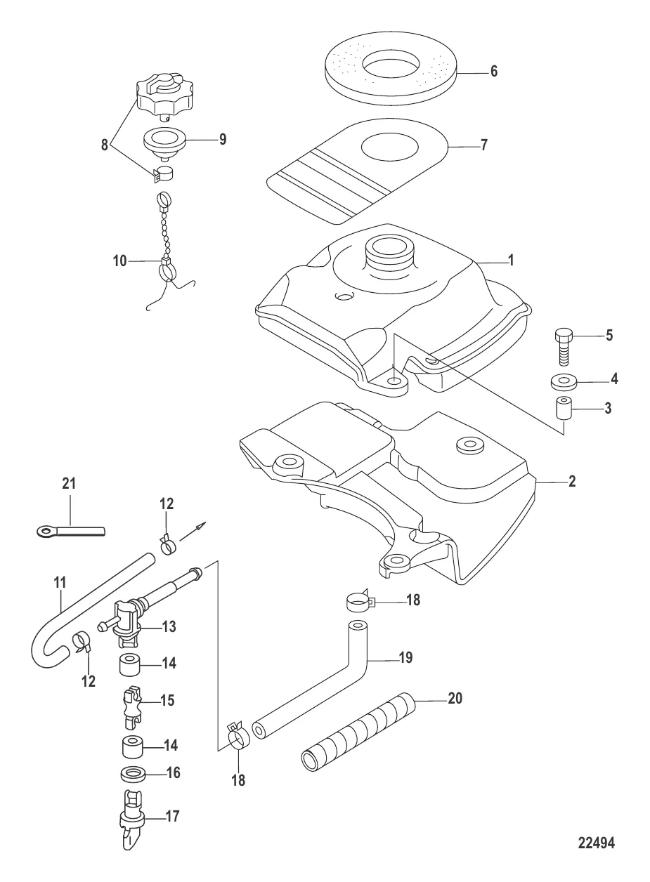 Топливный бак Все модели: сер. номер 0R318095 и ниже