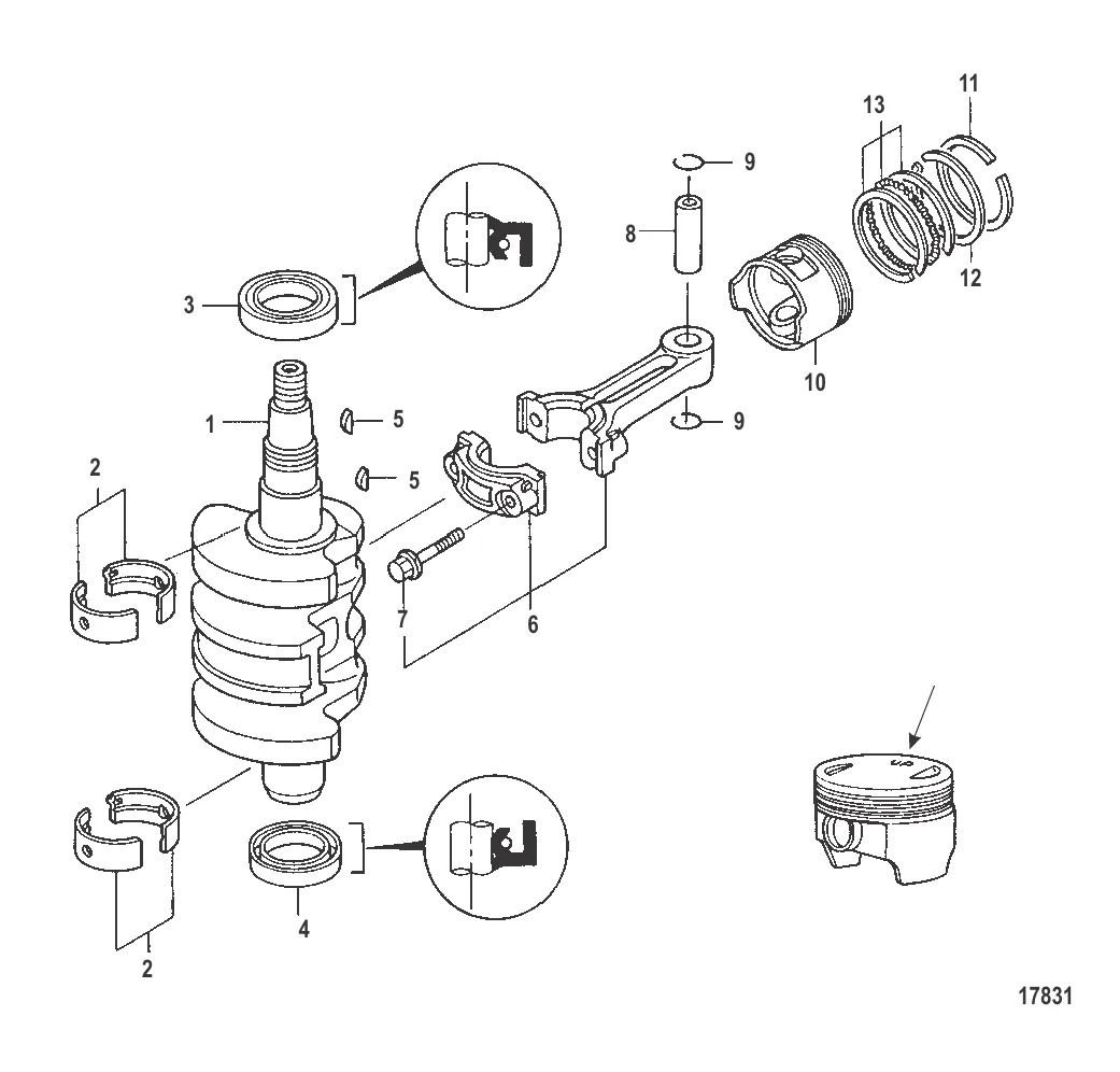Коленчатый вал, поршни и шатуны