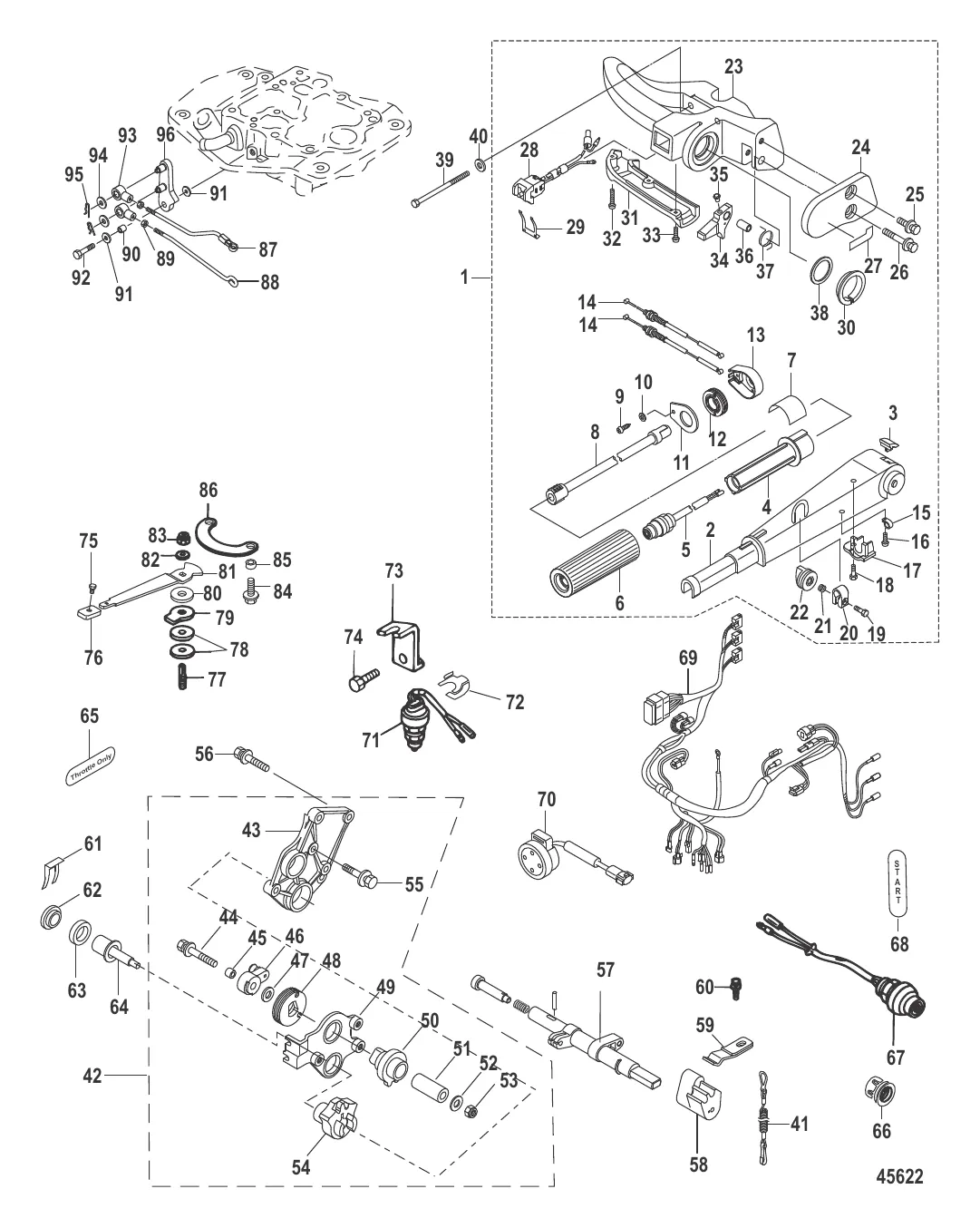 Комплект преобразования румпельной рукоятки 25-30 л.с., электрич. – 8M0051062