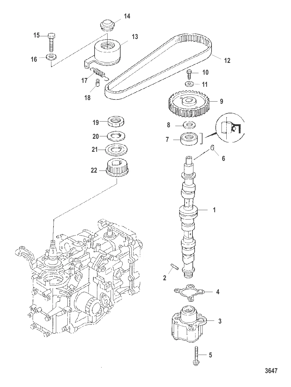 Распределительный вал и масляный насос