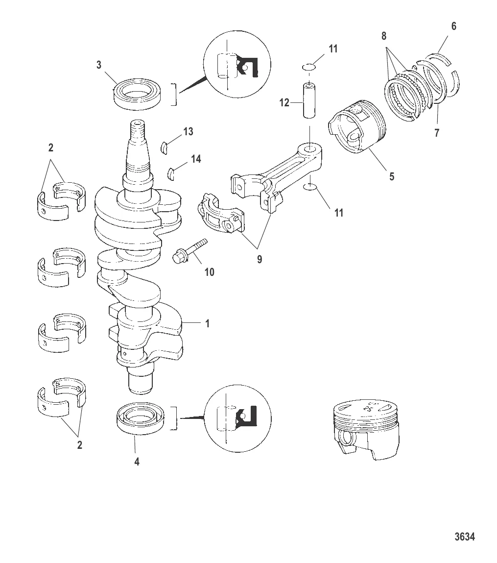 Коленчатый вал, поршни и шатуны