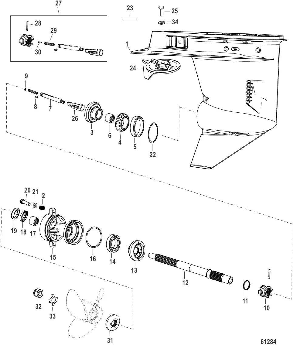 Картер редуктора Вал гребного винта – передаточное число 1.83:1