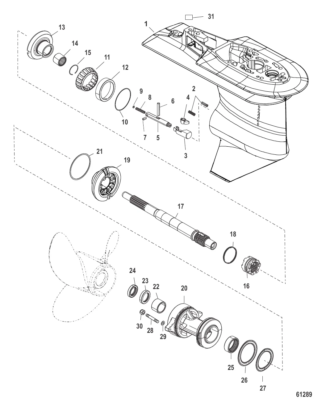 Gear Housing Propeller Shaft - 2.33:1 Gear Ratio
