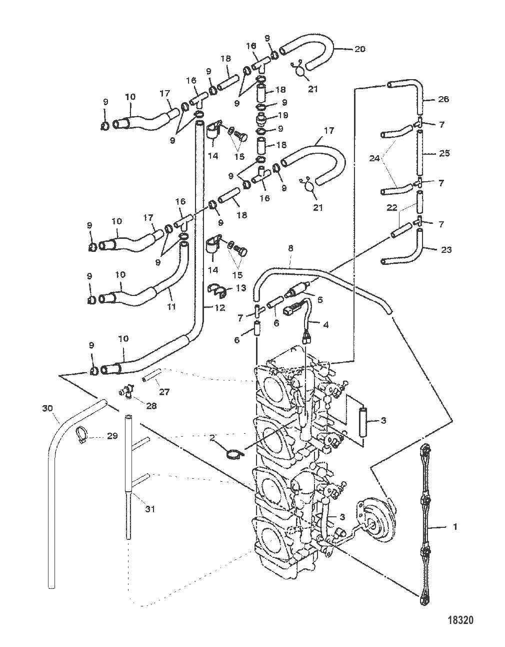 Топливопроводы/выпускные трубы (Серийный номер 0T408999 и ниже)