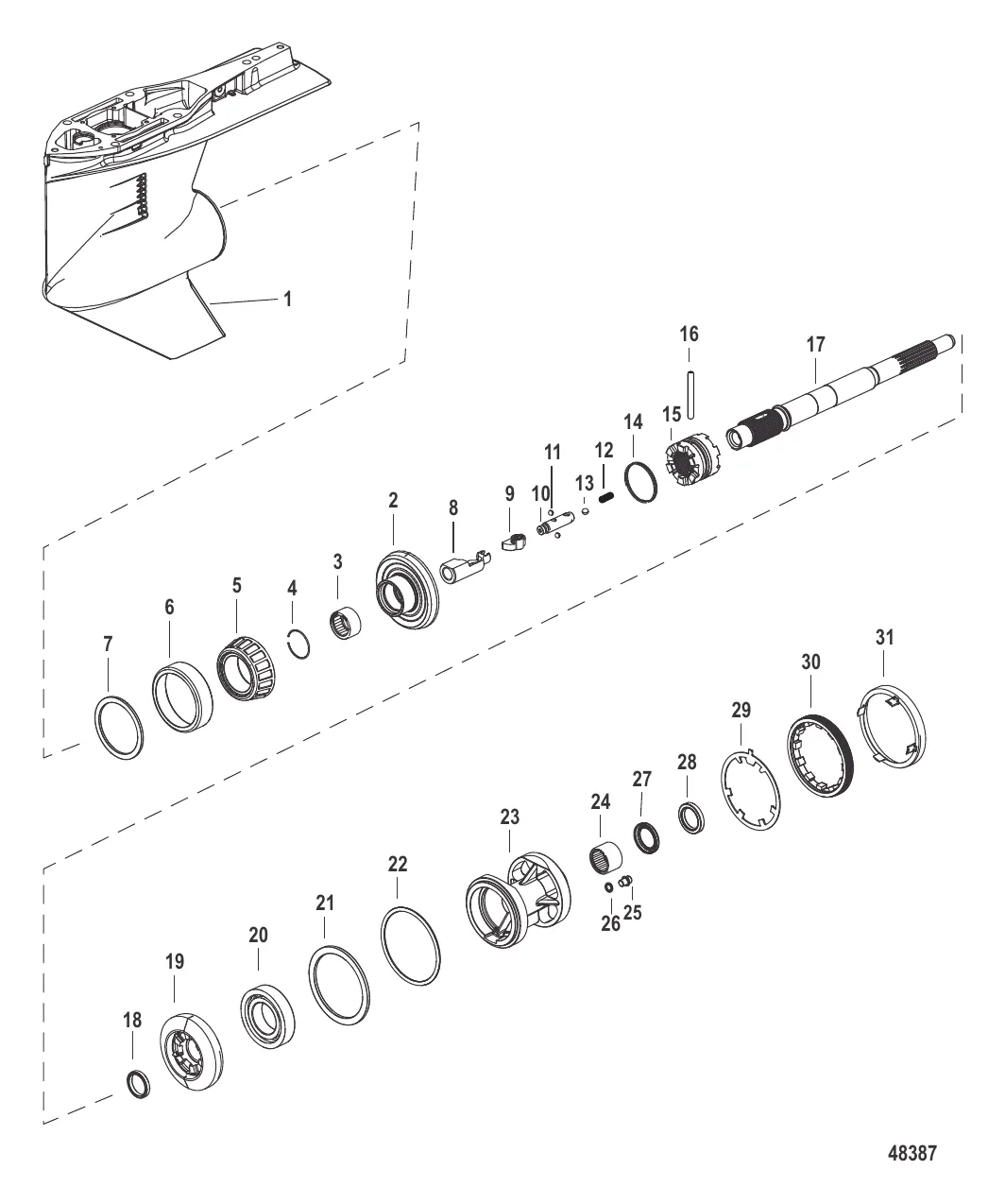 Картер редуктора, гребной вал, стандартное направление вращения Штамп муфты сцепления 8M0045760
