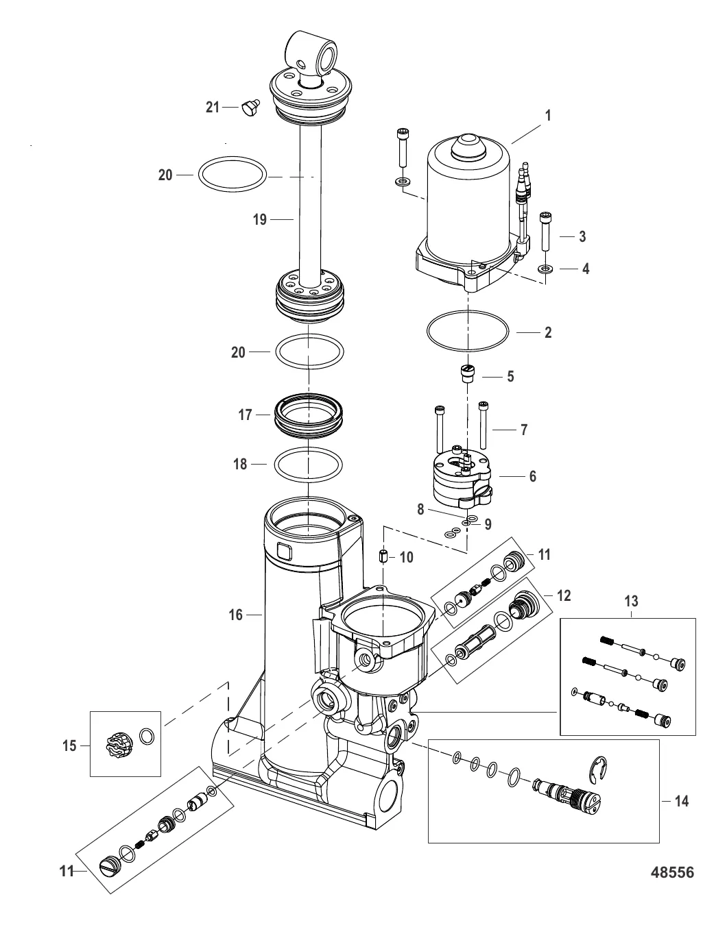 Усилитель дифферента в сборе Компоненты