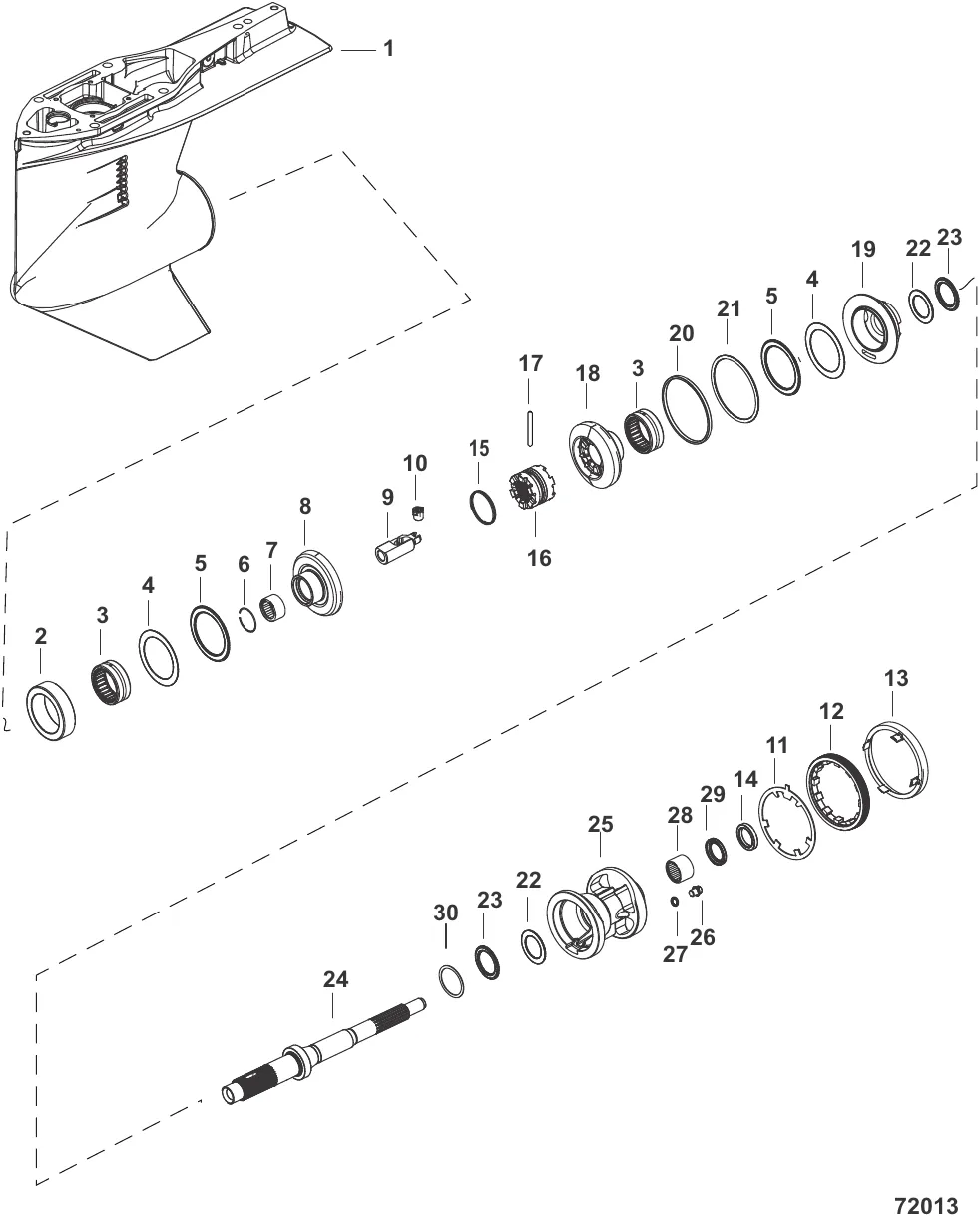 Картер редуктора, гребной вал, обратное направление вращения От 2B172249 до 2B205521