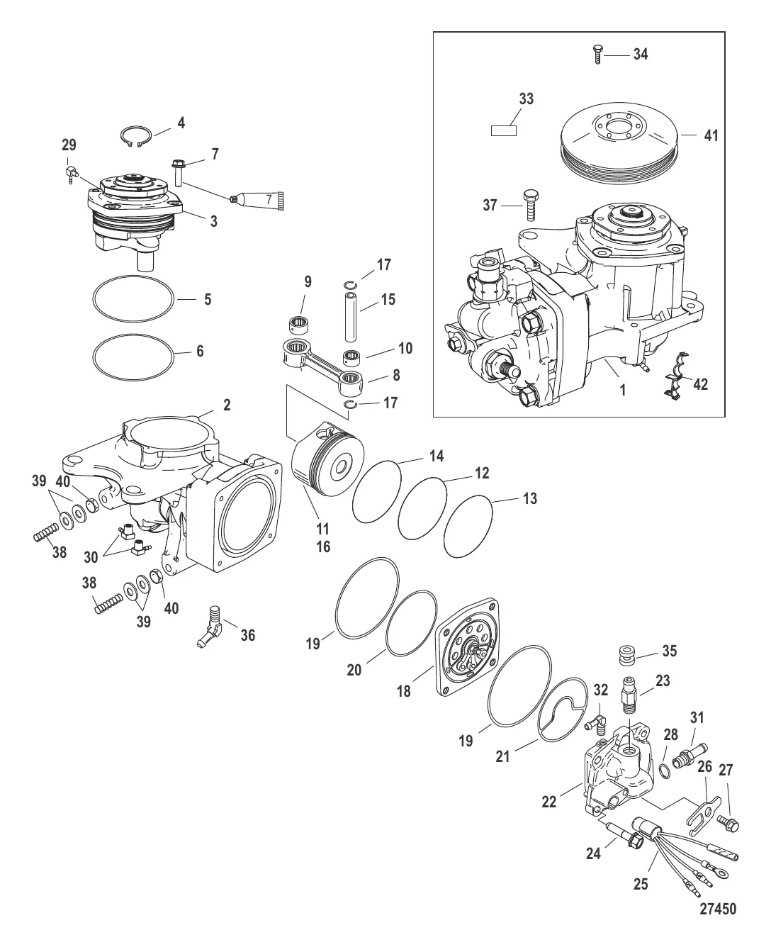 Компоненты воздушного компрессора С/н 1B884881 и выше