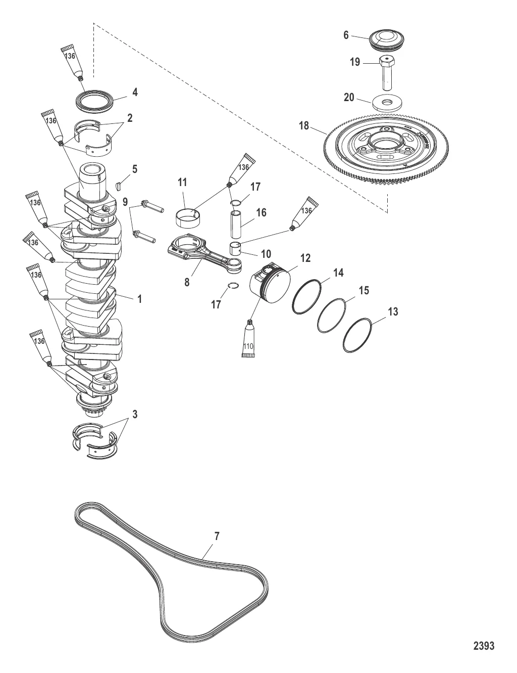 Коленчатый вал, поршни и шатуны