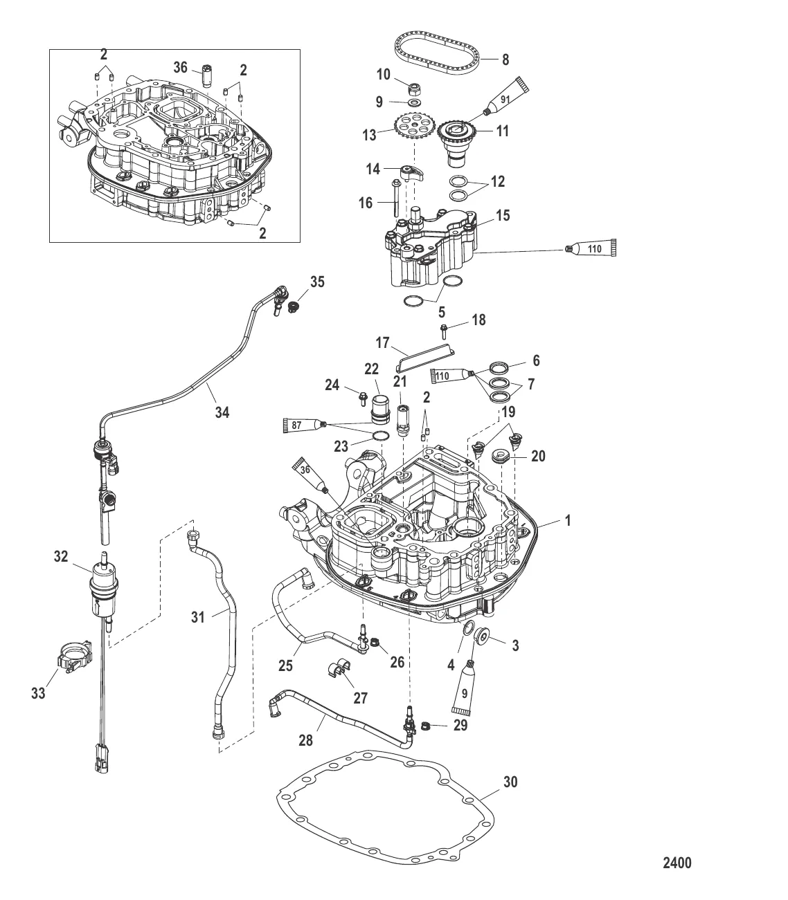 Масляный насос/соединительная пластина – верхние детали