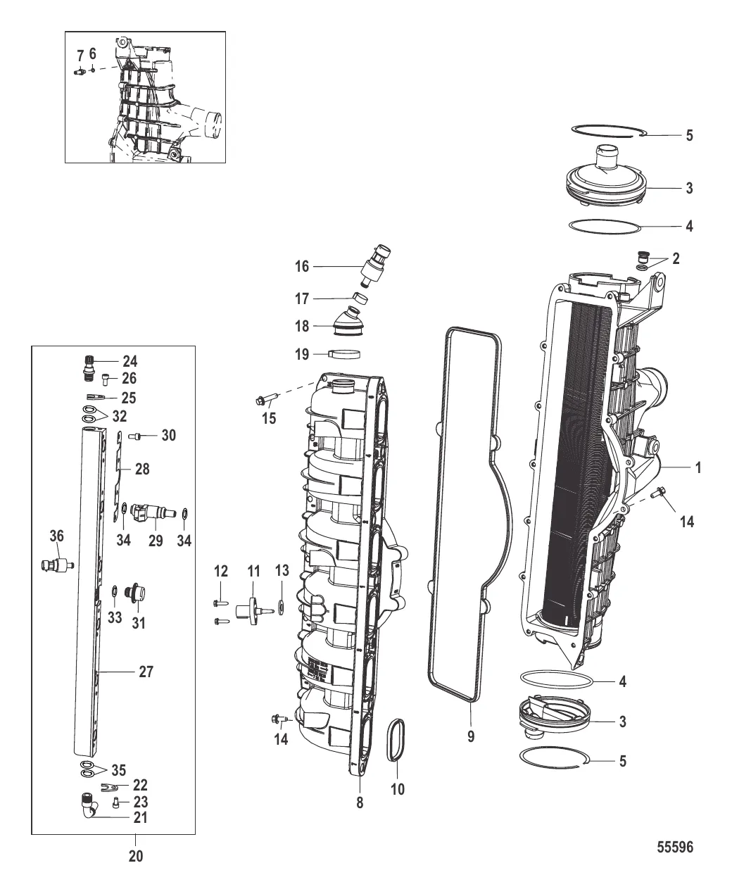 Охладитель нагнетаемого воздуха/впускной коллектор (Gen II) обслуживание распространяется на колпачок