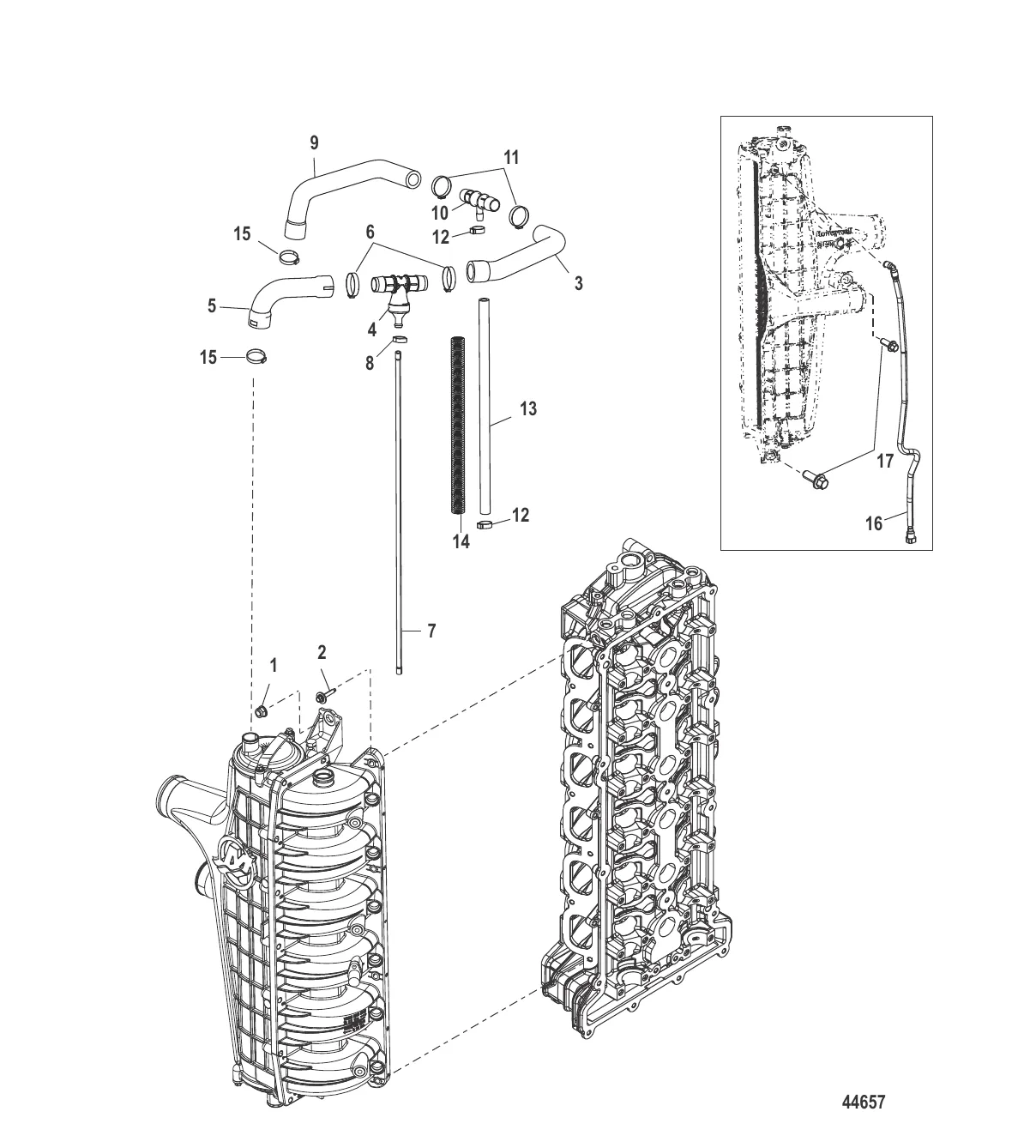 Прокладка шлангов охладителя нагнетаемого воздуха/впускного коллектора