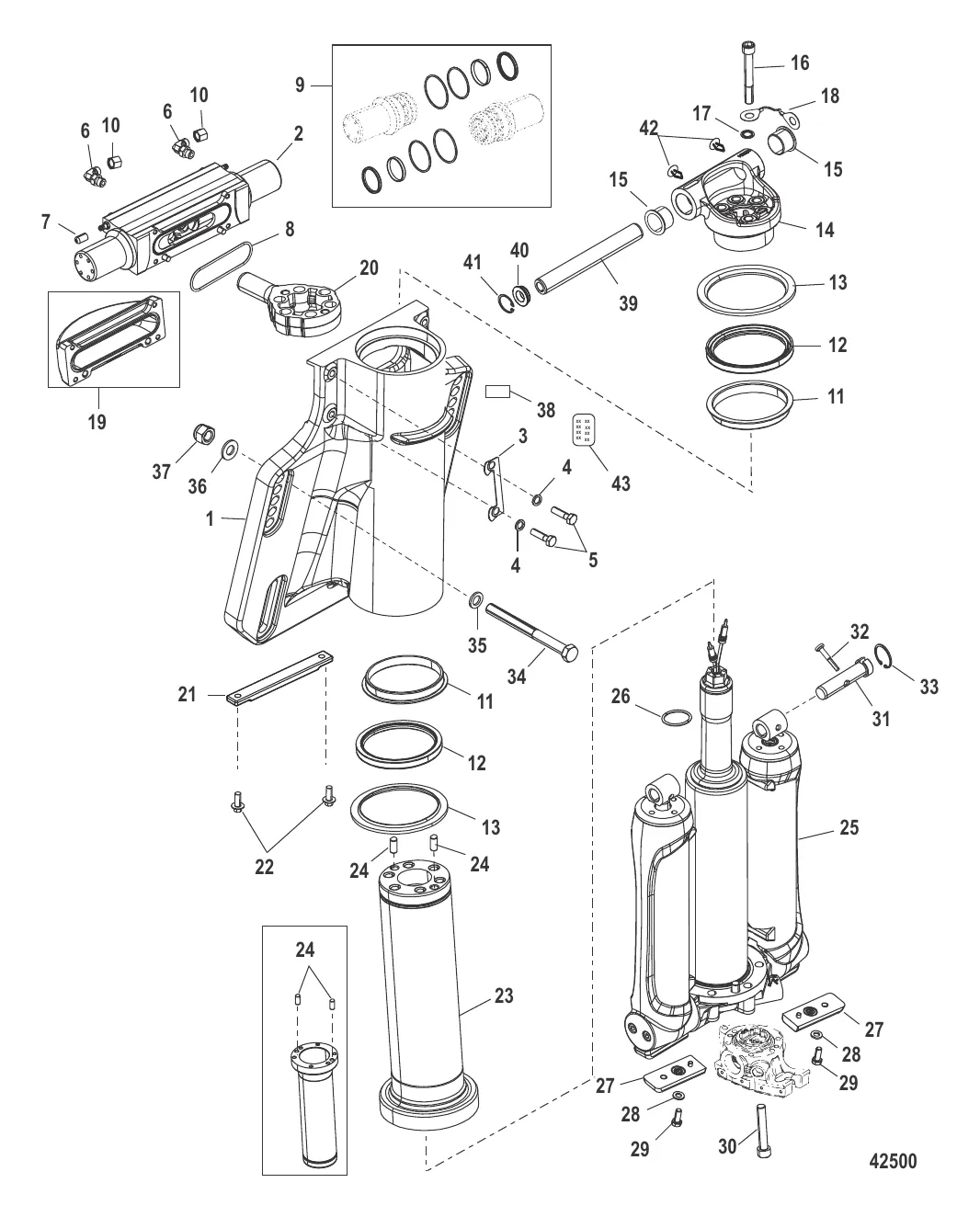 Цилиндр усилителя дифферента/рулевого механизма