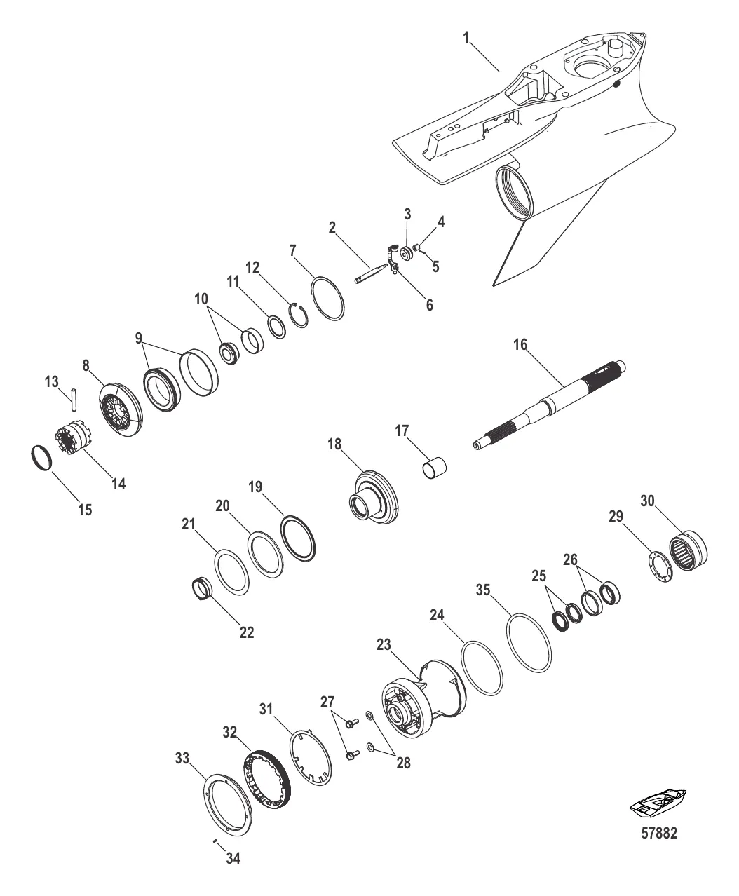 Картер редуктора, Гребной вал – противовращение, 5.44 HD Sportmaster