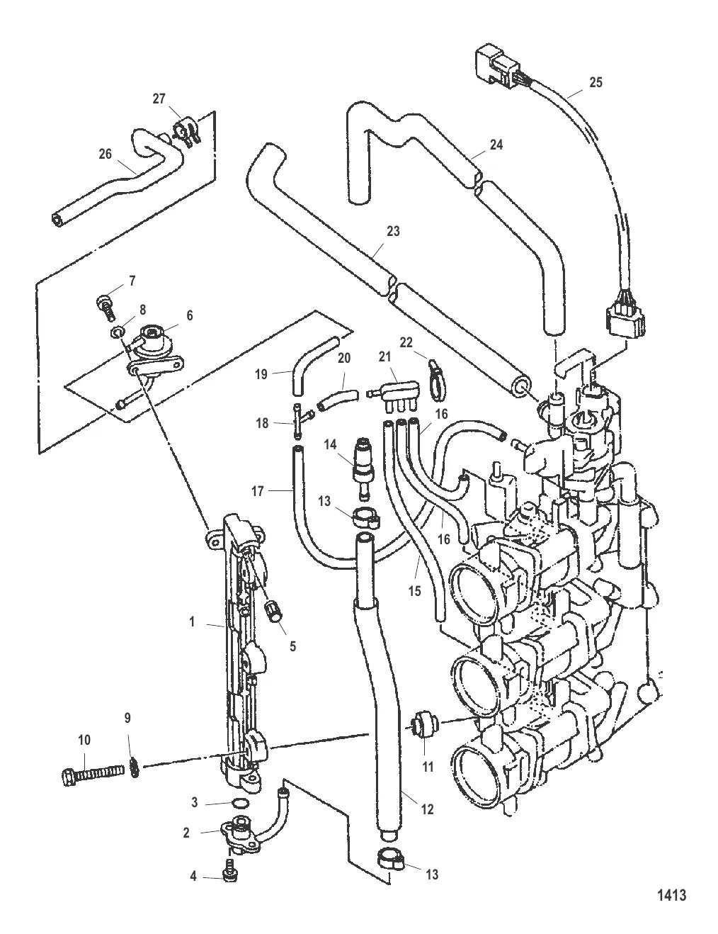 Прокладка шлангов корпуса дроссельной заслонки