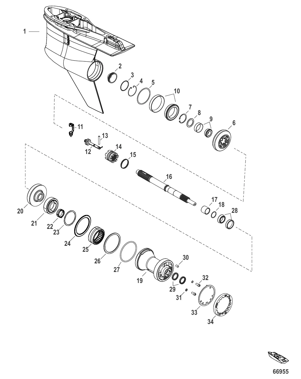 Картер редуктора Гребной вал – противовращение, 4,80 Torpedo