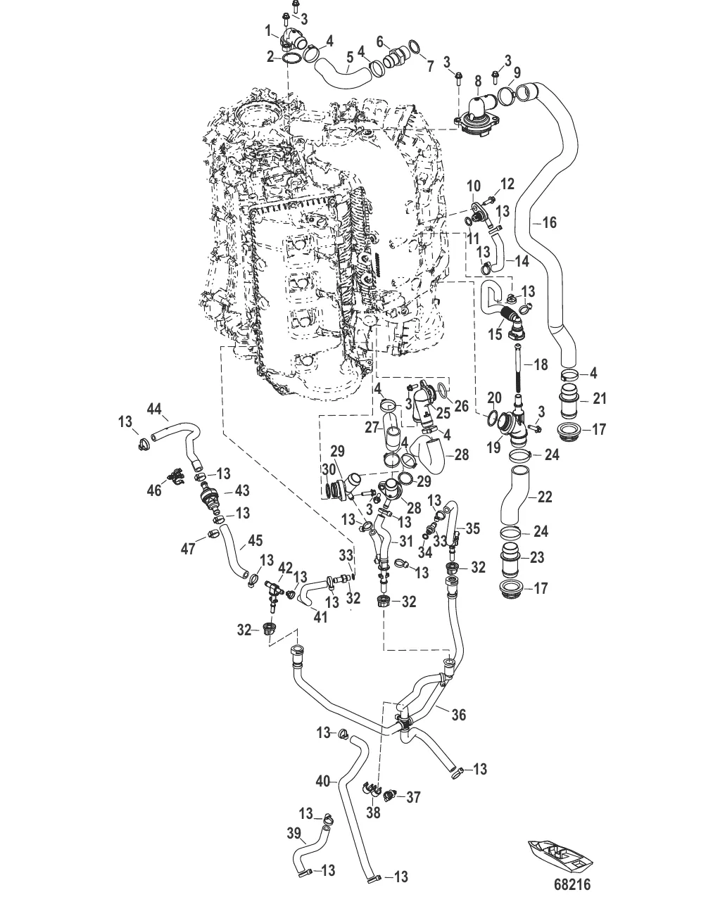 Система охлаждения 250R – 1E080602 и выше