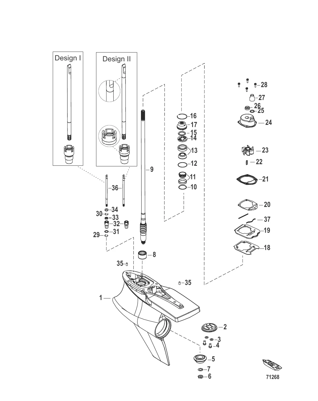 Gear Housing, Driveshaft, Sport Master 1.60