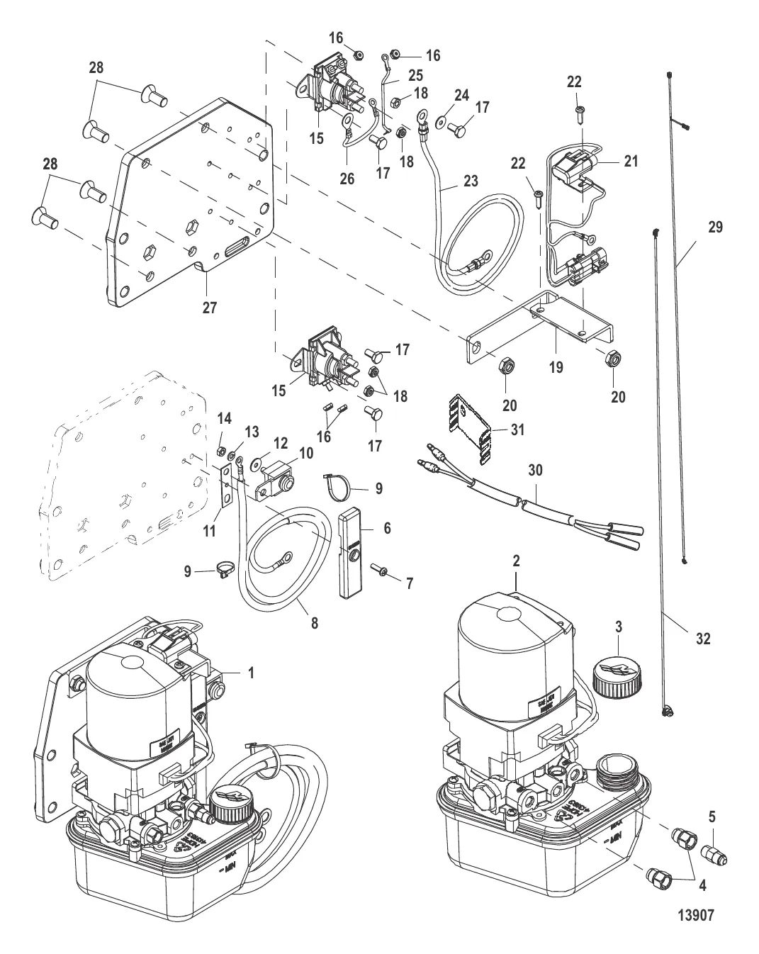 Насос системы дифферента и кронштейны