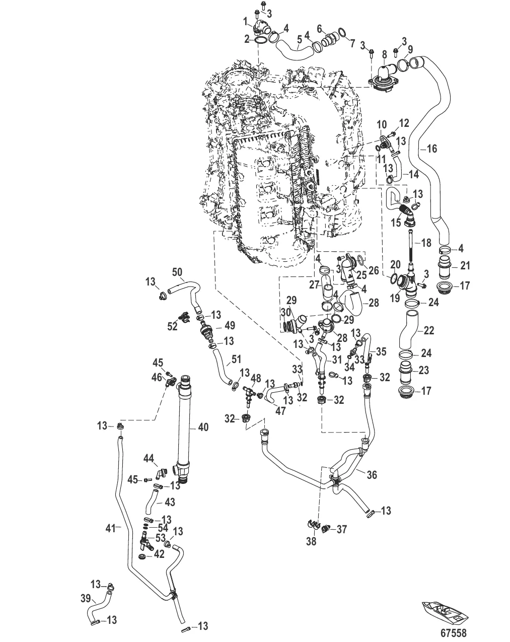 Система охлаждения 250R – с 1E080500 до 1E080601