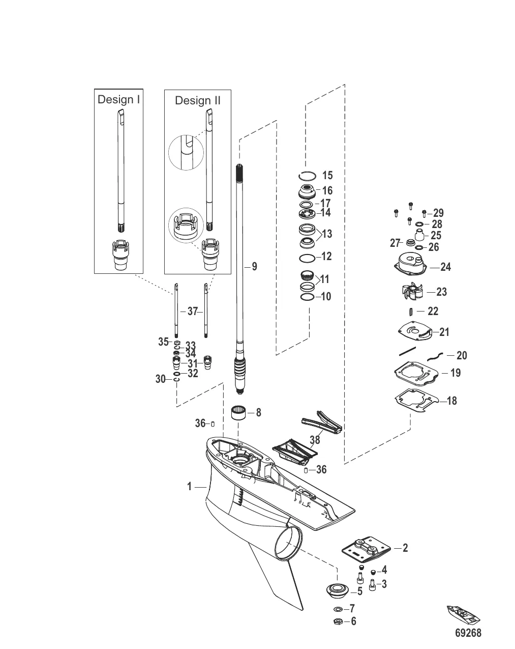 Gear Housing, Driveshaft, 5.44 Torpedo, 1.60