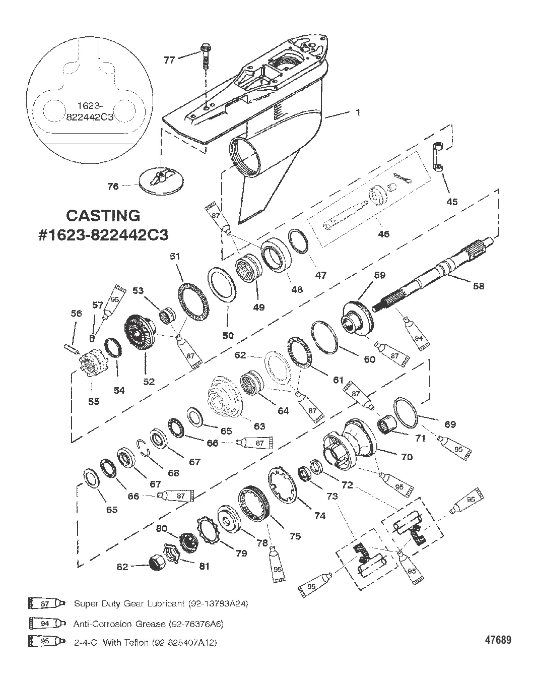 КАРТЕР РЕДУКТОРА (ГРЕБНОЙ ВАЛ) ПРОТИВОВРАЩЕНИЕ (G438000 И ВЫШЕ)
