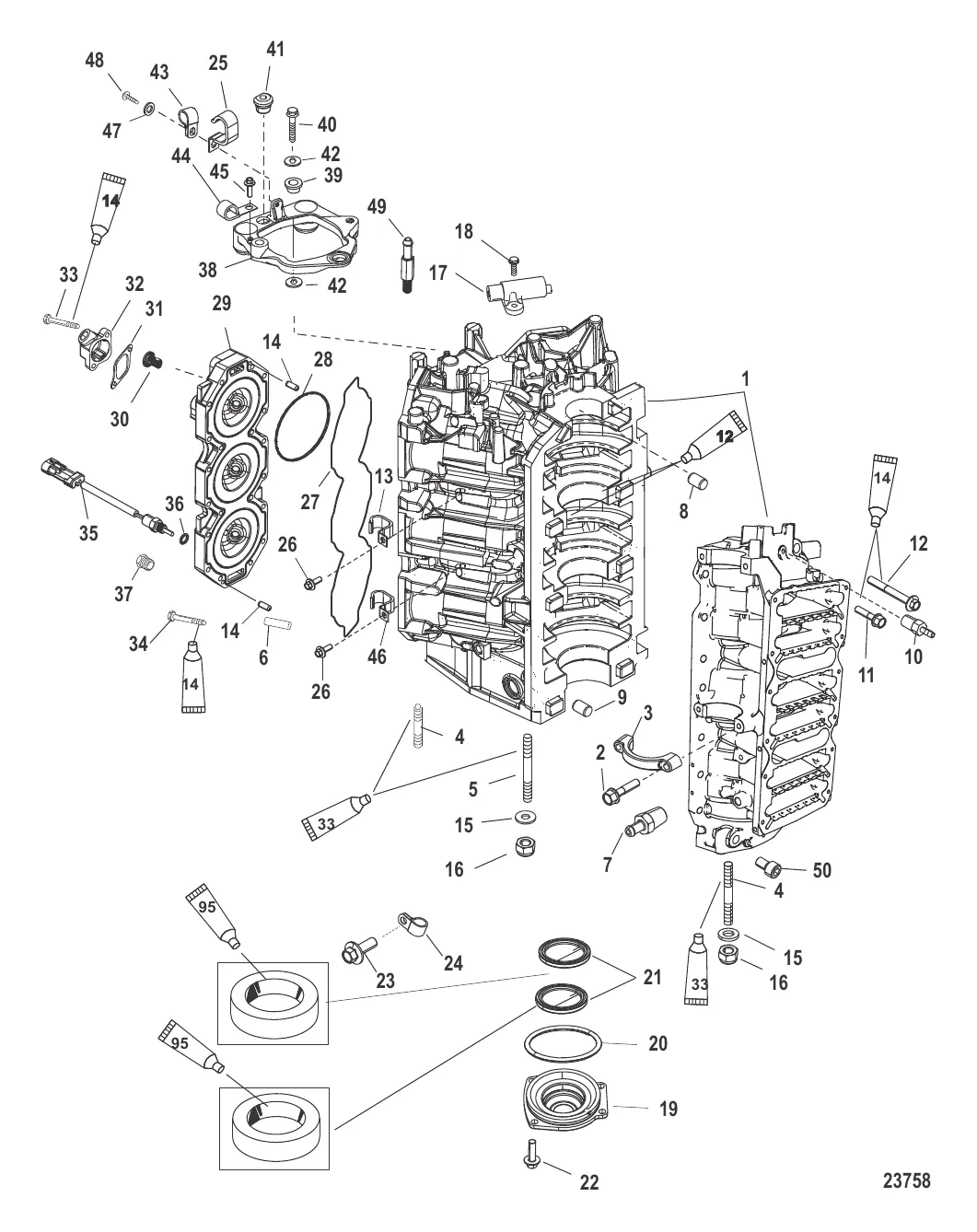 Блок цилиндров и колпачок