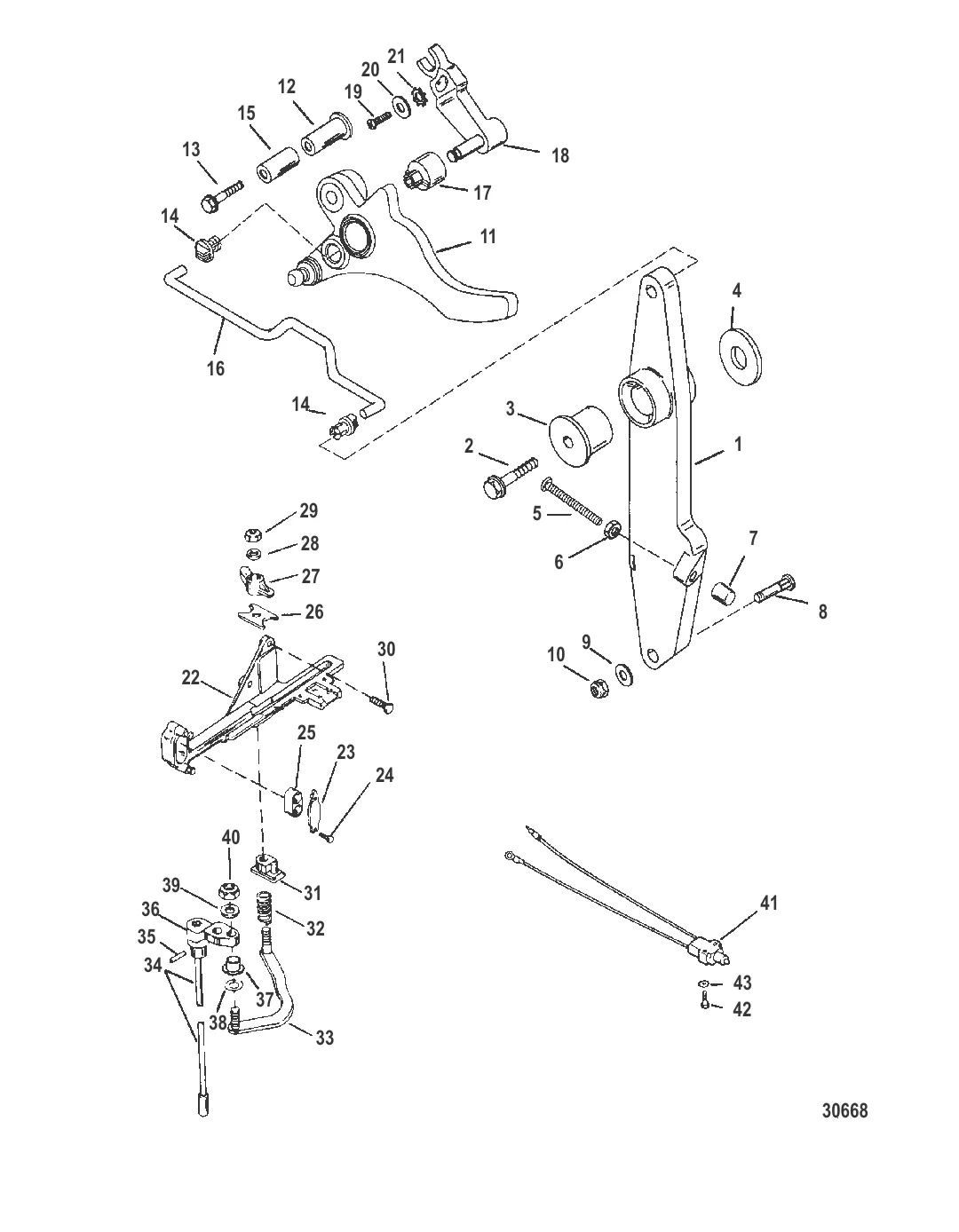РЫЧАГ ГАЗА И ШТОК МЕХАНИЗМА ПЕРЕКЛЮЧЕНИЯ ПЕРЕДАЧ