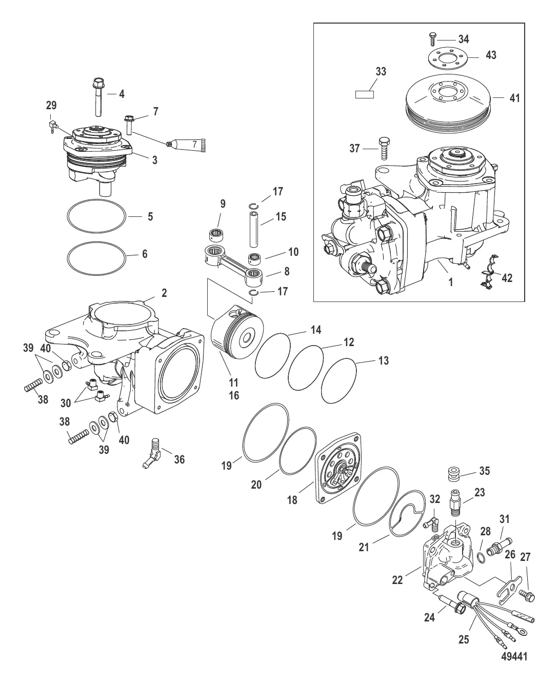 Компоненты воздушного компрессора С/н 1B884881 и выше