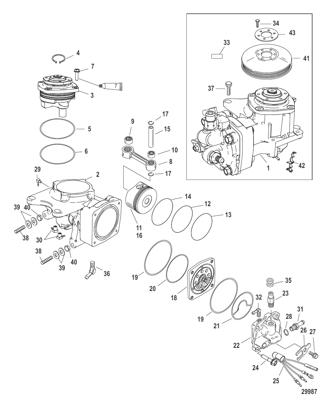 Компоненты воздушного компрессора С/н 1B884880 и ниже