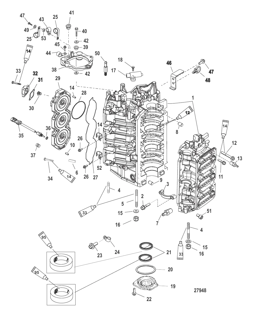 Блок цилиндров и колпачок