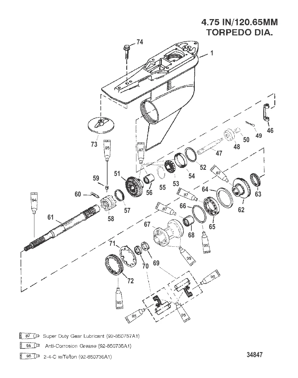 Картер редуктора Вал гребного винта – стандартное вращение
