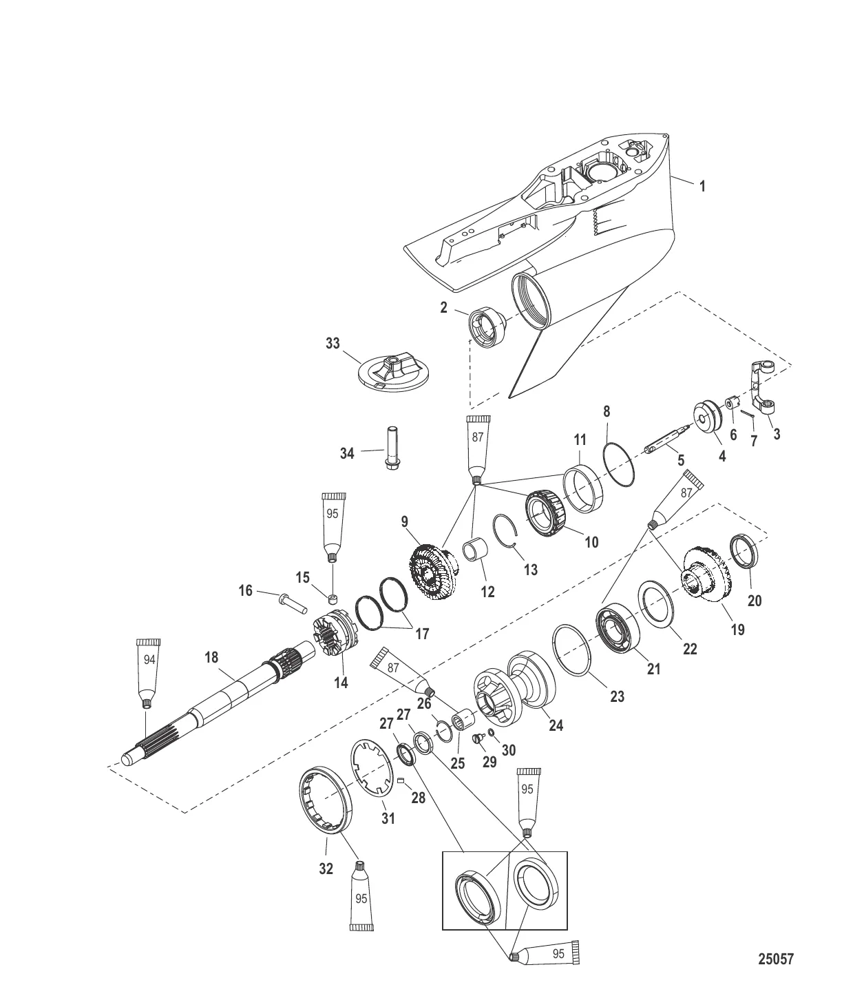 Картер редуктора Гребной вал, TorqueMaster, с/н 1B973743 и ниже