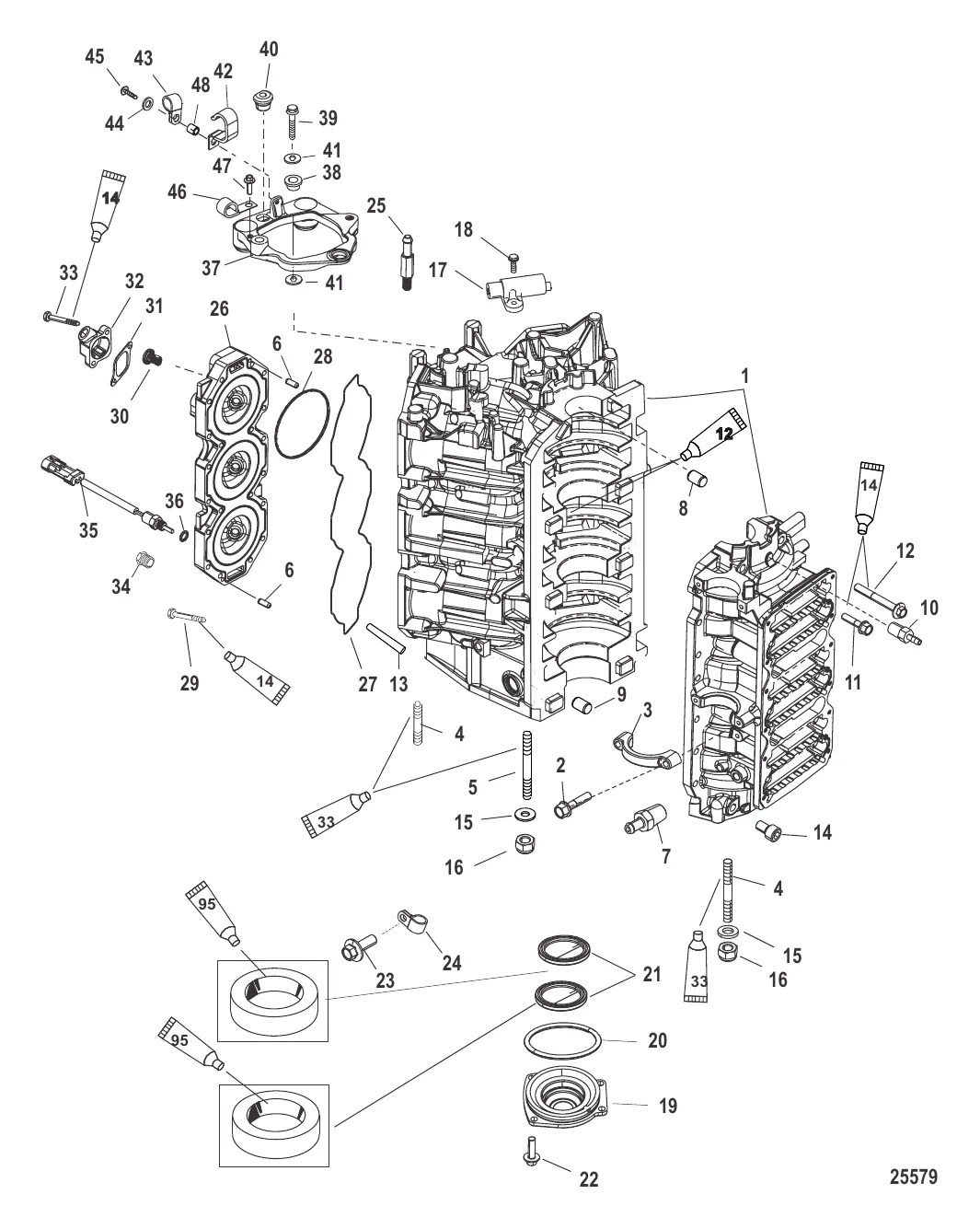 Блок цилиндров и колпачок