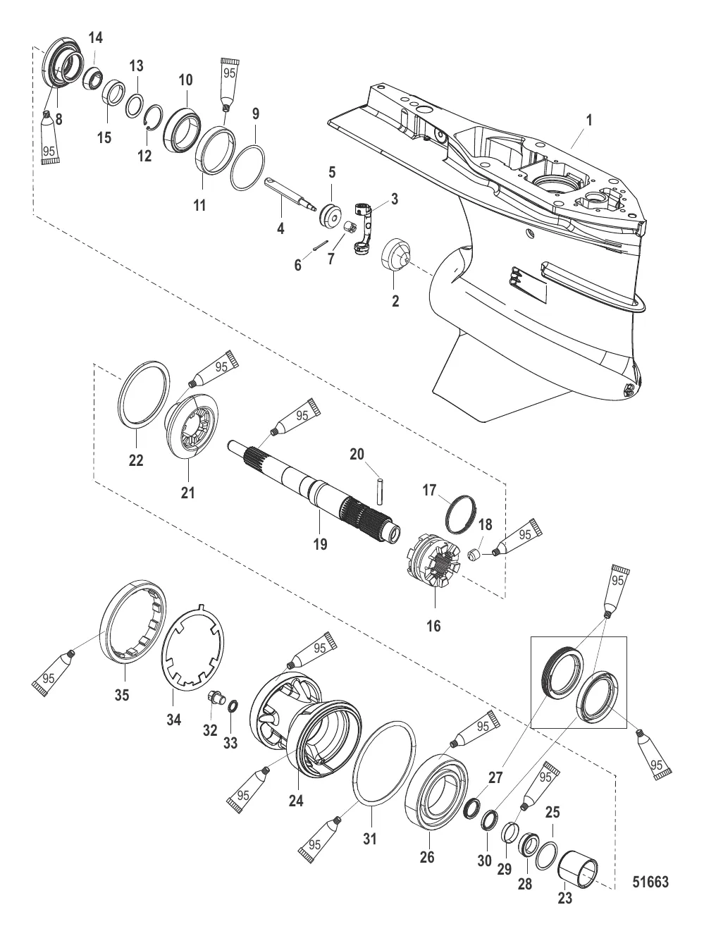 Картер редуктора Гребной вал, Torque Master 2, с/н 1E053149 и выше