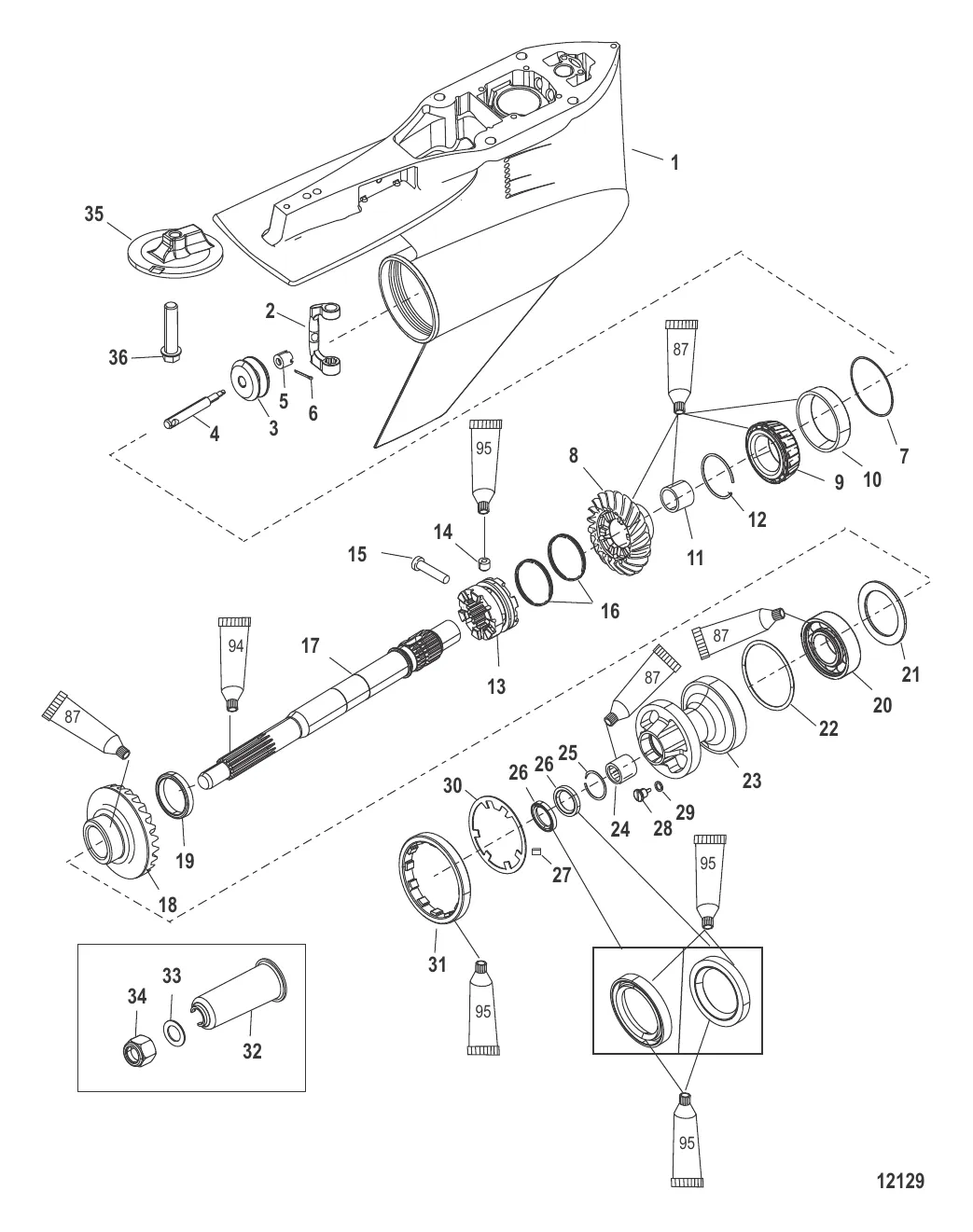 Картер редуктора Гребной вал – SR – FleetMaster 1E053148 и ниже