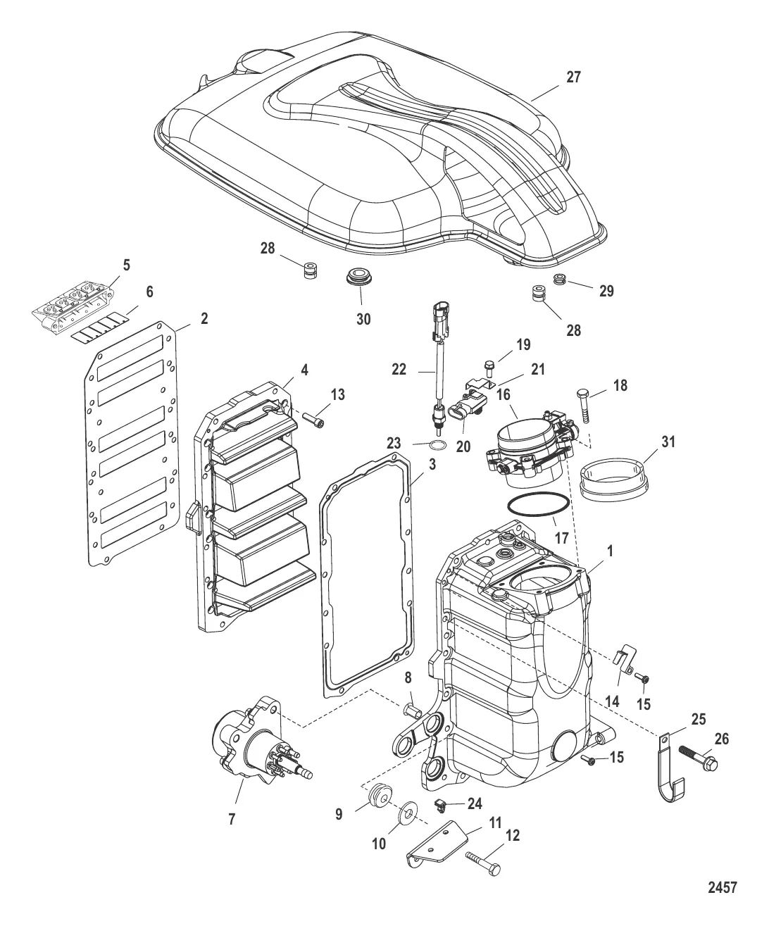Компоненты блока подачи воздуха/крышка маховика