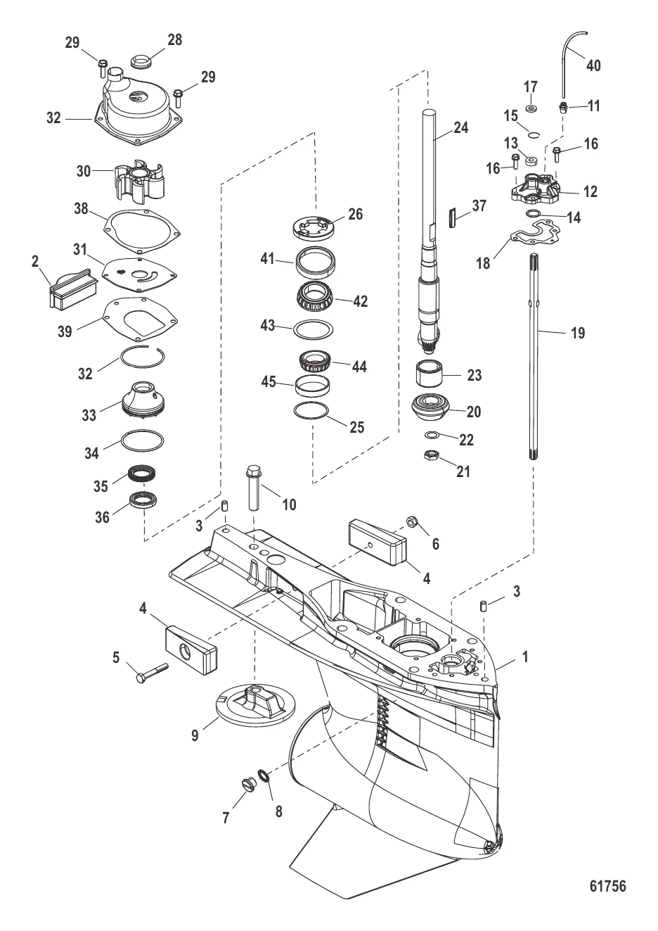 Картер редуктора (Ведущий вал)(стандартное вращение/противовращение)